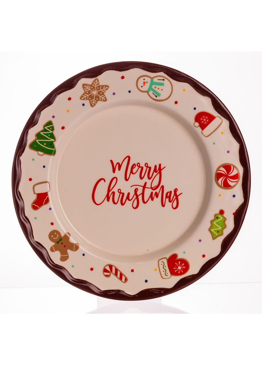 Новогодняя тарелка из фарфора Merry Christmas т Ø27.5 см CR-1-39 Yiwu (370673590)