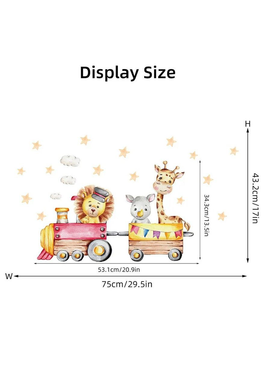Вінілова наклейка на стіну Паровозик із тваринами (лист 30 х 60 см) Б250-12 BRUP (302241767)