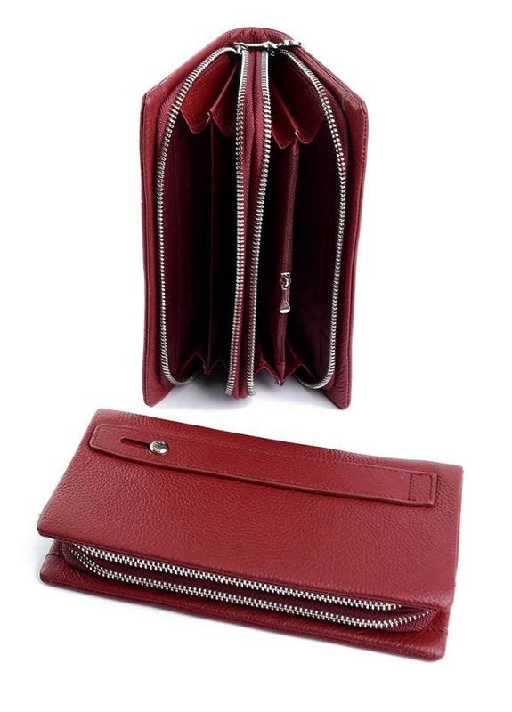 Кожаный женский кошелек красный No Brand (292920376)