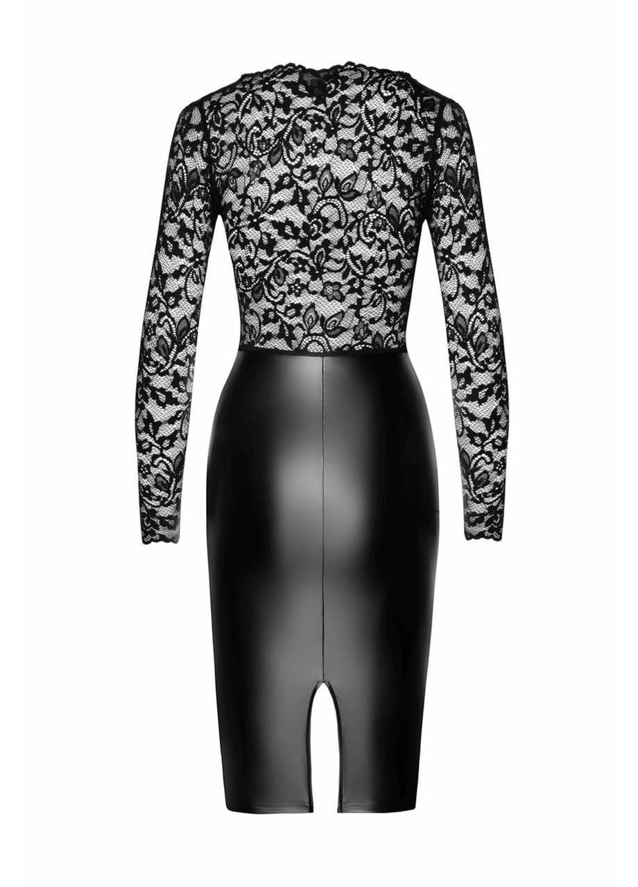 Чорна сукня noir f295 euphoria lace and wetlook midi dress - xxl Handmade