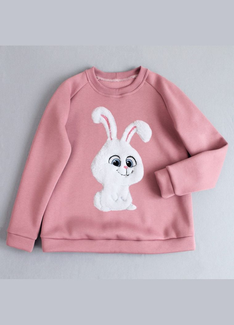 Теплий дитячий світшот з пухнастою аплікацією зайчика дівчинці Ladan (301026369)