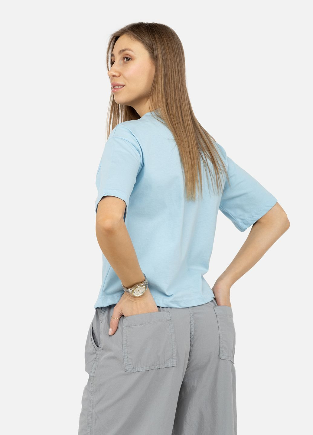 Жіноча футболка з коротким рукавом колір блакитний ЦБ-00246952 Pelit - (295468691)