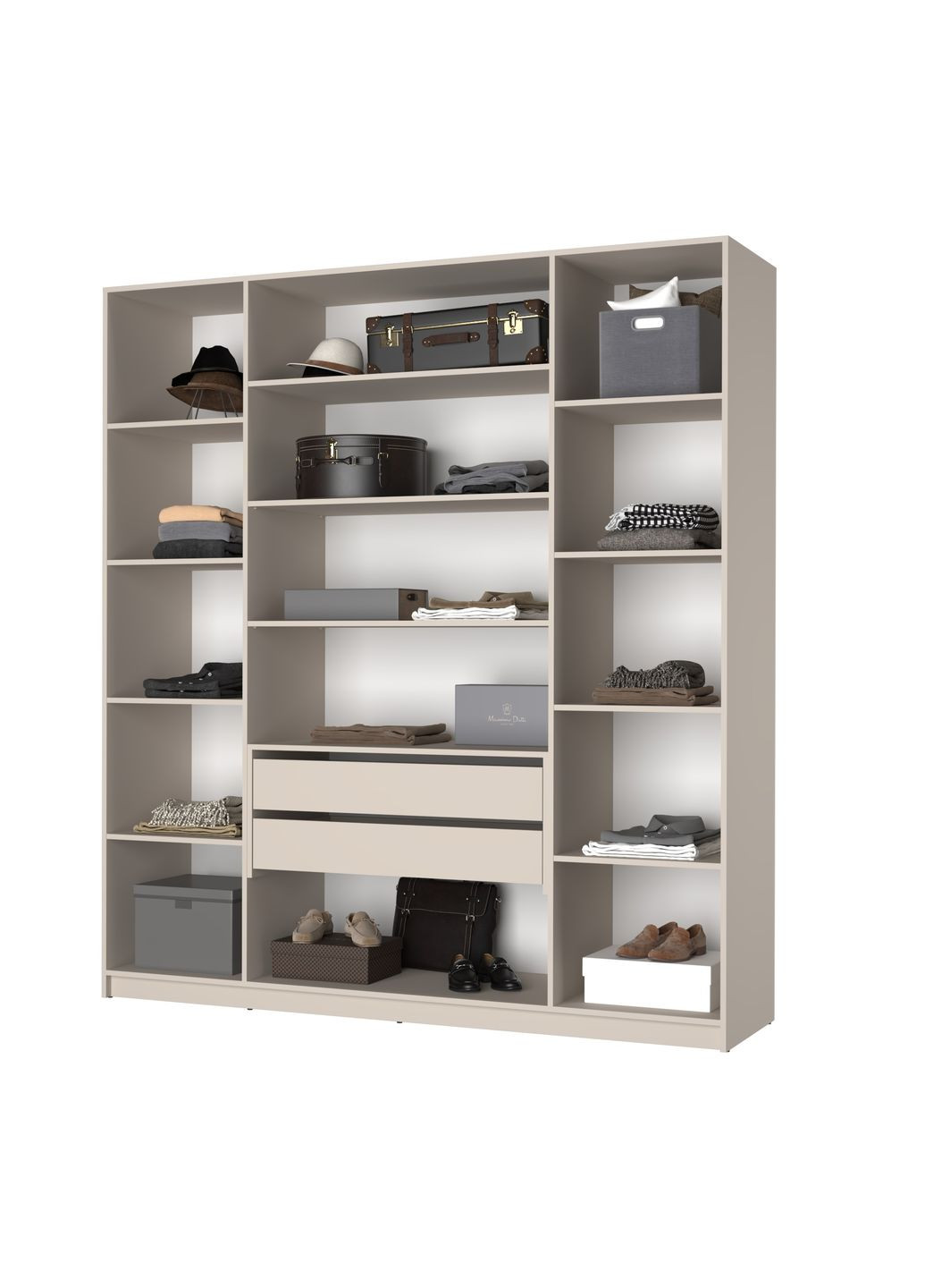 Шафа 4-дверна Оскар ДСП BG, блок шухляд+полиці 200x52x220 см (MBS-4758) MebelStar (366427487)