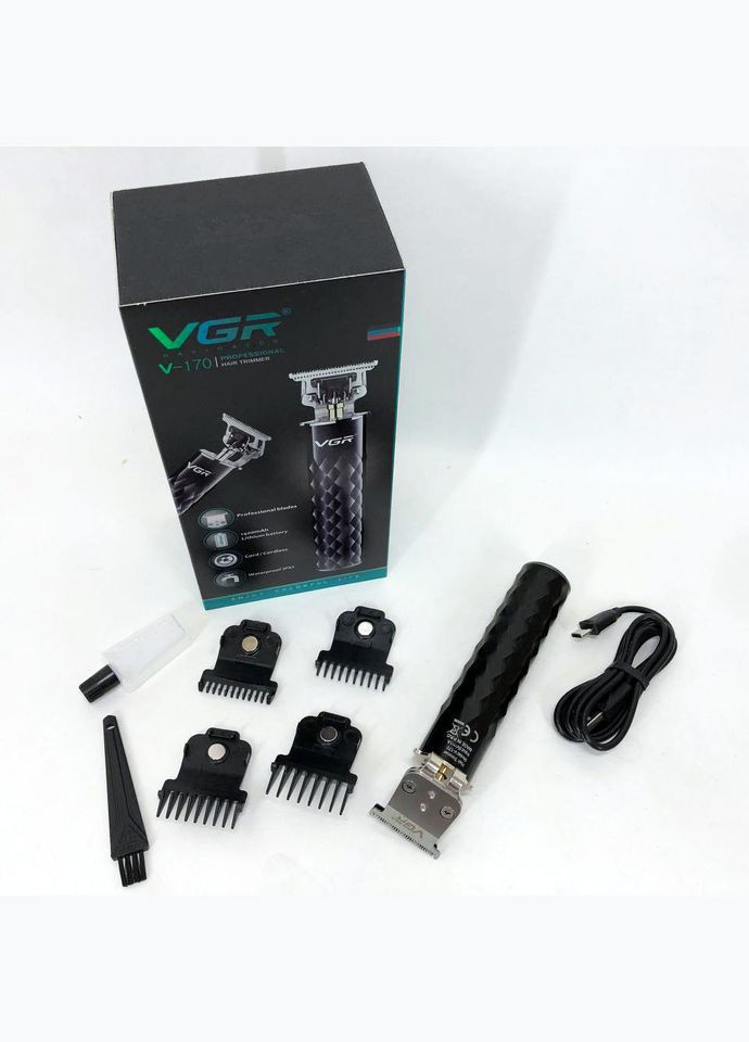 Машинка для стрижки с триммером V-170 для волос, усов и бороды, беспроводная со сменными насадками VGR (364665461)