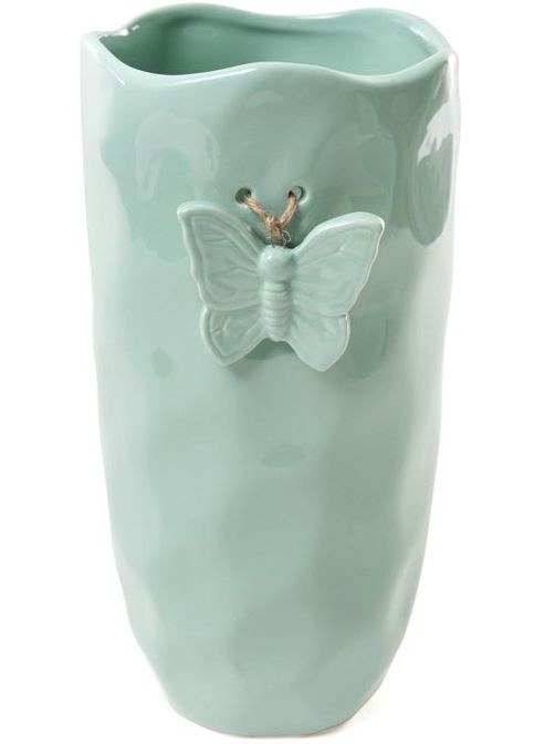 Ваза Flowers Garden Бабочка 26см аквамарин керамический для цветов декор в интерьере вазочка для цветов Bona (368979656)