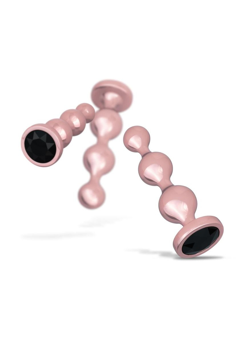 Набір анальних іграшок Metal Butt Plug Set 3 Pieces Rosy Gold (369609671)