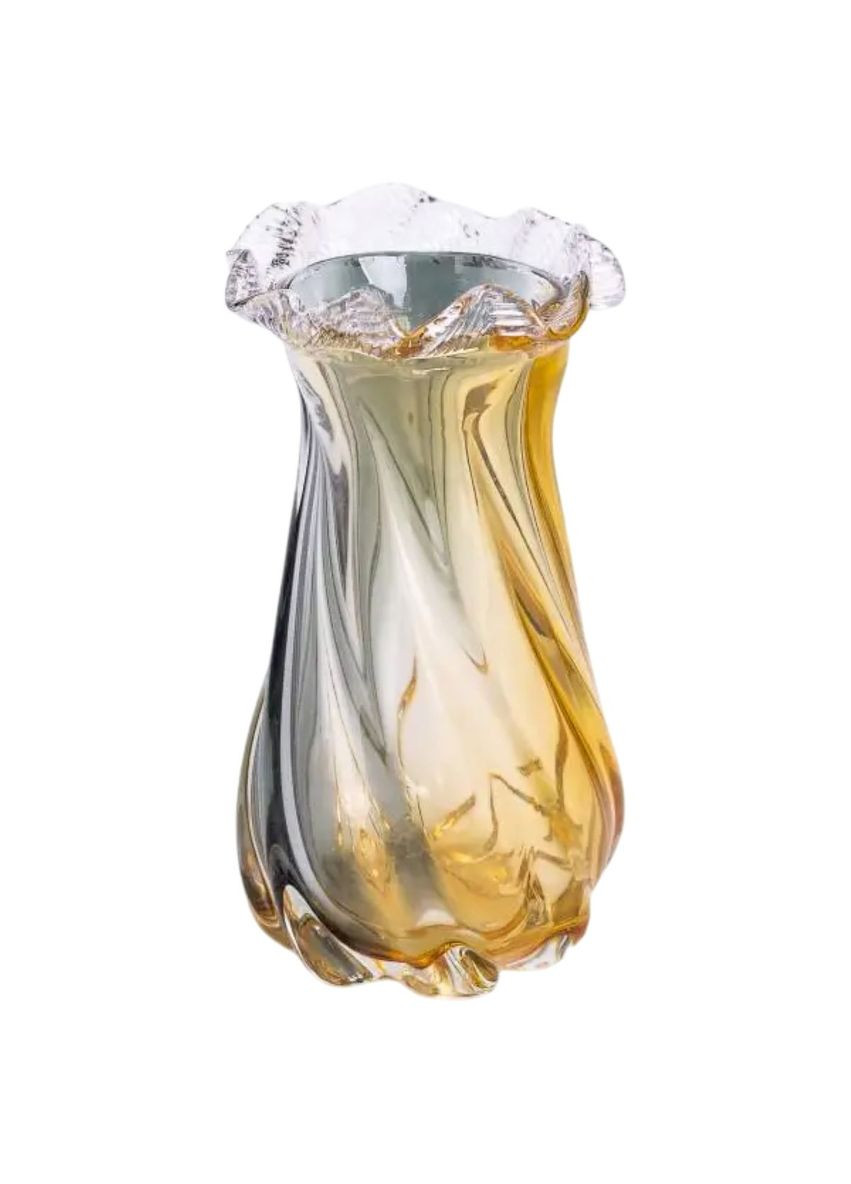 Ваза декоративна 21 см для квітів скляна фігурна ваза з кольорового скла 800 мл Жовто-сіра HP-9-12 Jooki (360921046)