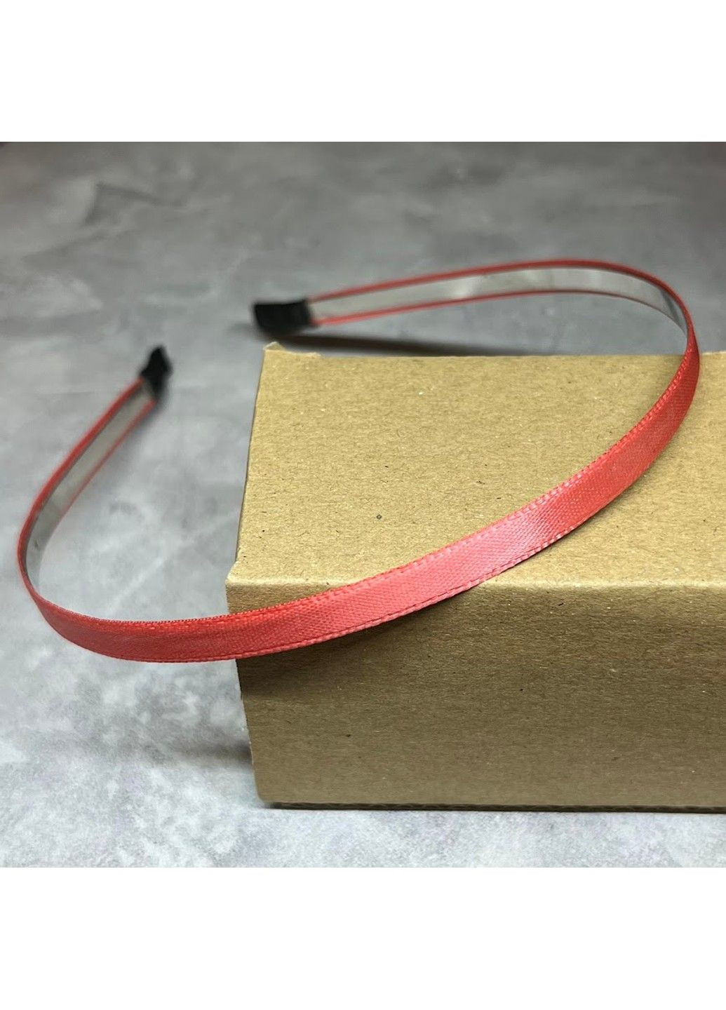 Обруч для волосся (заготівля), метал, атласна стрічка, ширина 0,7 см, кораловий No Brand (305589267)