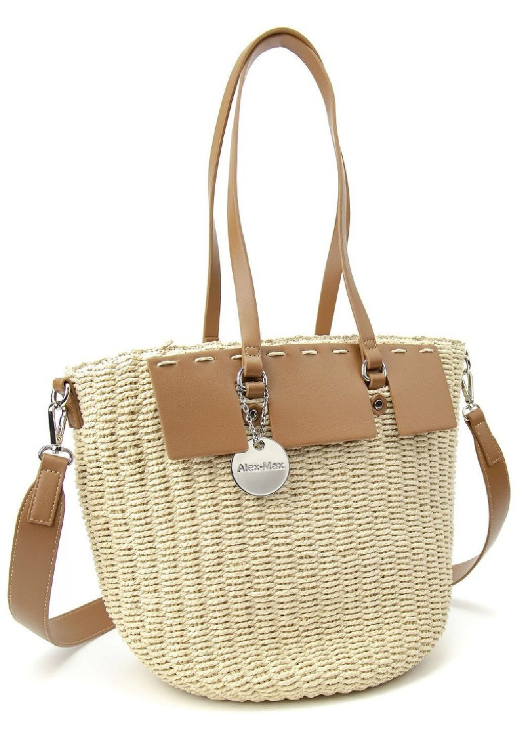 Сумка містка жіноча плетений літній шоппер бежевий Italy RoyalBag F-IT-2101B (331532800)