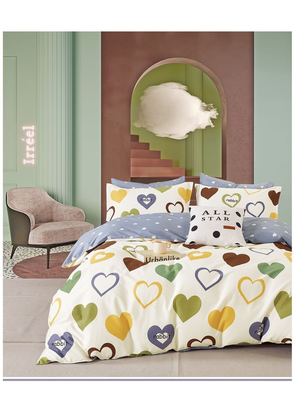 Комплект постельного белья Евро сатин (B-0348 Eu) Bella Villa (371652160)