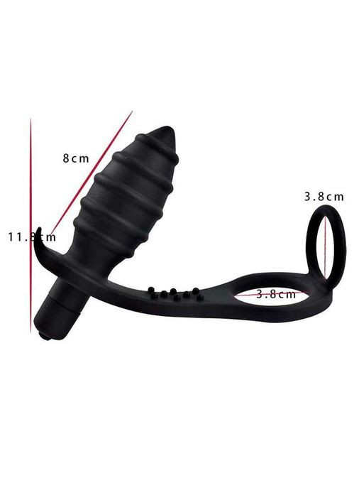 Уникальный вибромассажер для анальной стимуляции и массажа простаты 10-ти частотный 3.6 см черного цвета China (360604474)