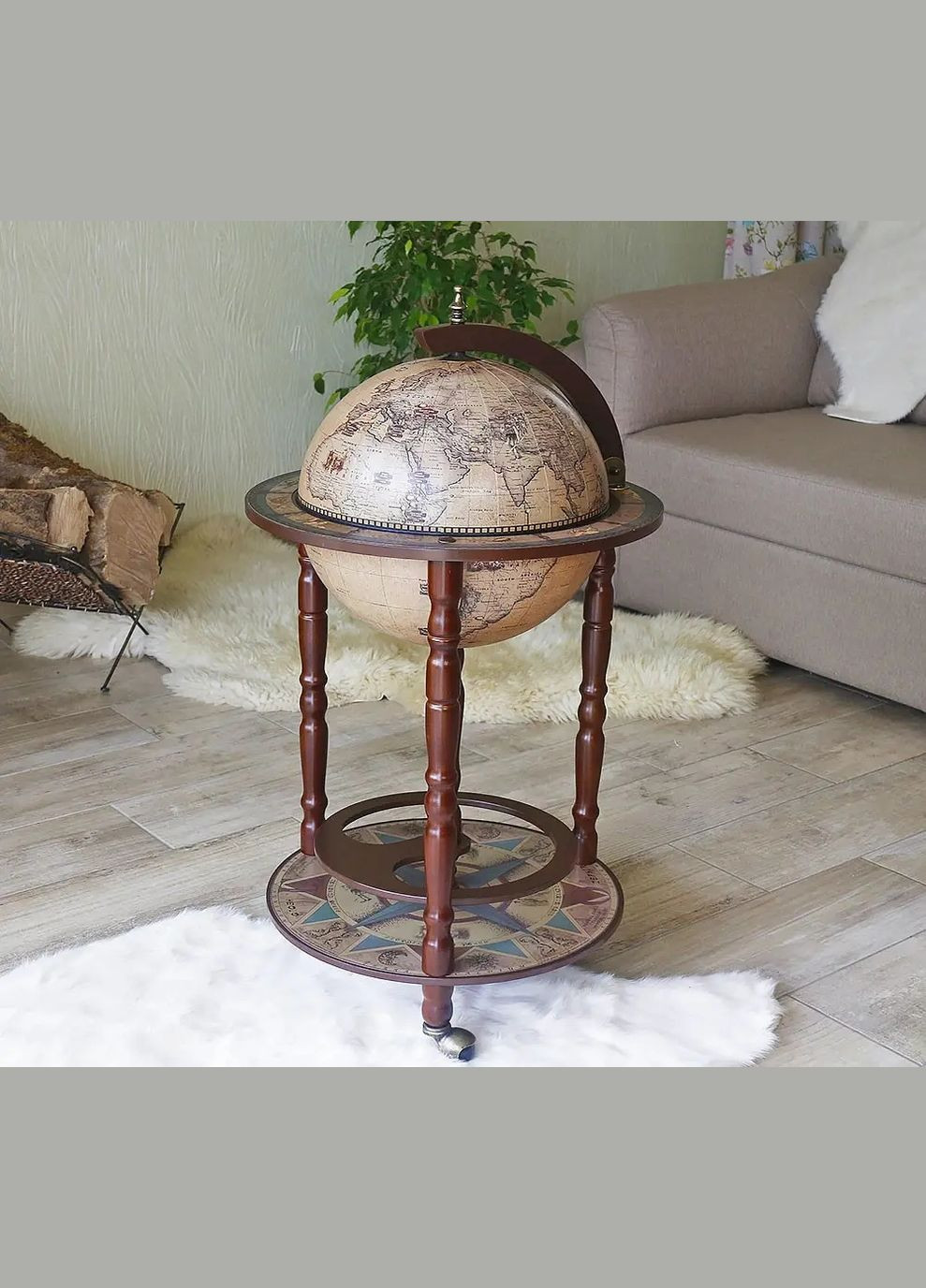 Глобус бар напольный карта мира элитный подарок руководителю| Диаметр сферы 33 см Handmade 33001N (345646758)