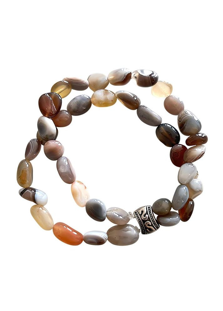 Браслет персиковый агат ботсвана двойной 18,5 см. No Brand (338219510)