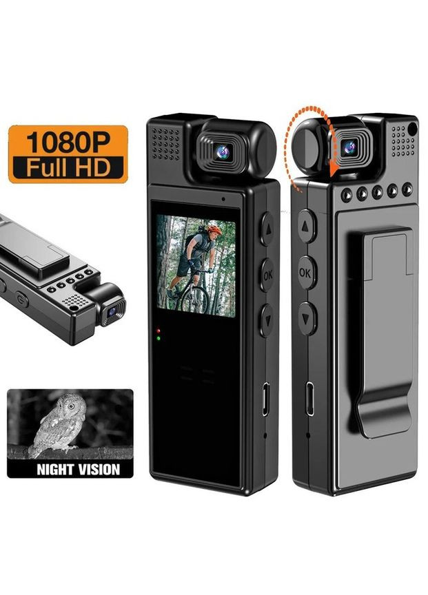 Нагрудная боди-камера L9 с дисплеем 1.3 дюйма датчик движения акумулятор 1200 мА·ч LED-подсветка No Brand (305772599)