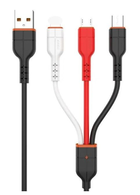 USB кабель KSC224 3-in-1 Type-C/MicroUSB/Lightning 1m - Black Kaku (280898798)