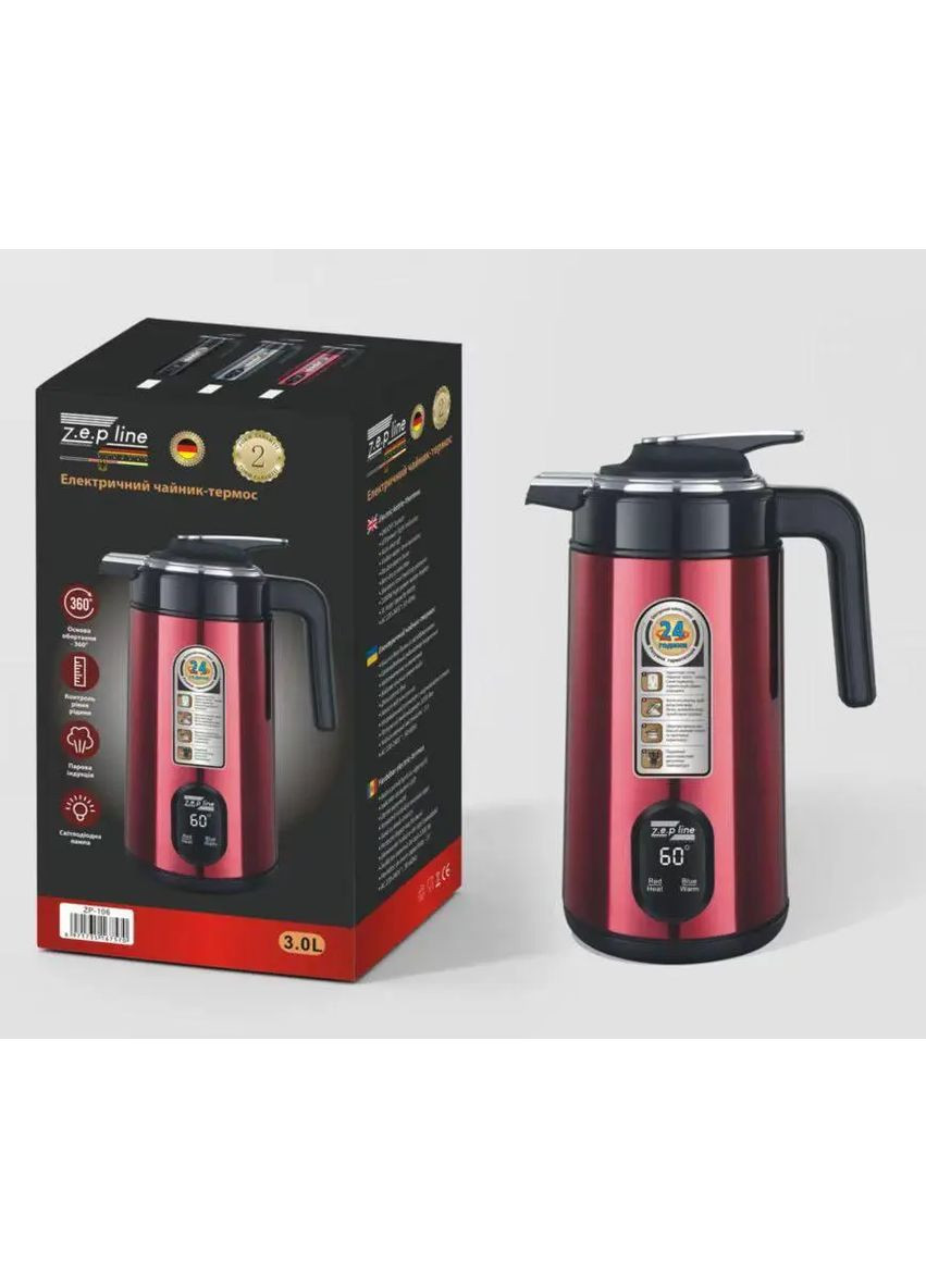 Електрочайник термос Zepline ZP-123-R 3л 2200 Вт Promotec (363832072)