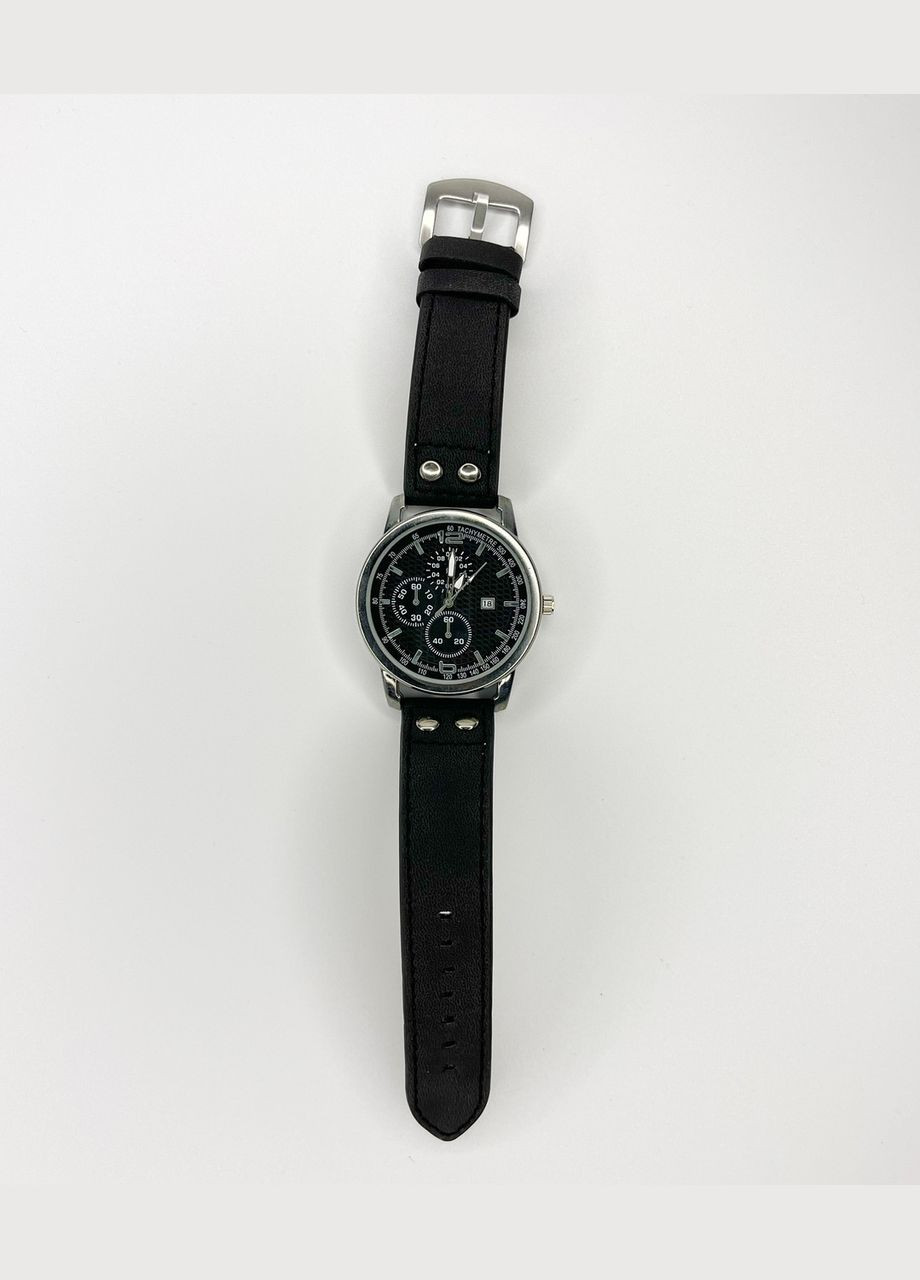 Часы наручные Finding Мужские с датой метки арабские цифры кварцевый ремешок Эко-кожа Черный Geneva (316660100)