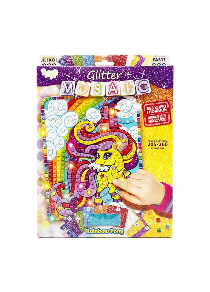 Креативна творчість "Блискуча мозаїка: Rainbow Pony" БМ-02-04, 20.6х26 см БМ-02-04 Danko Toys (392274615)