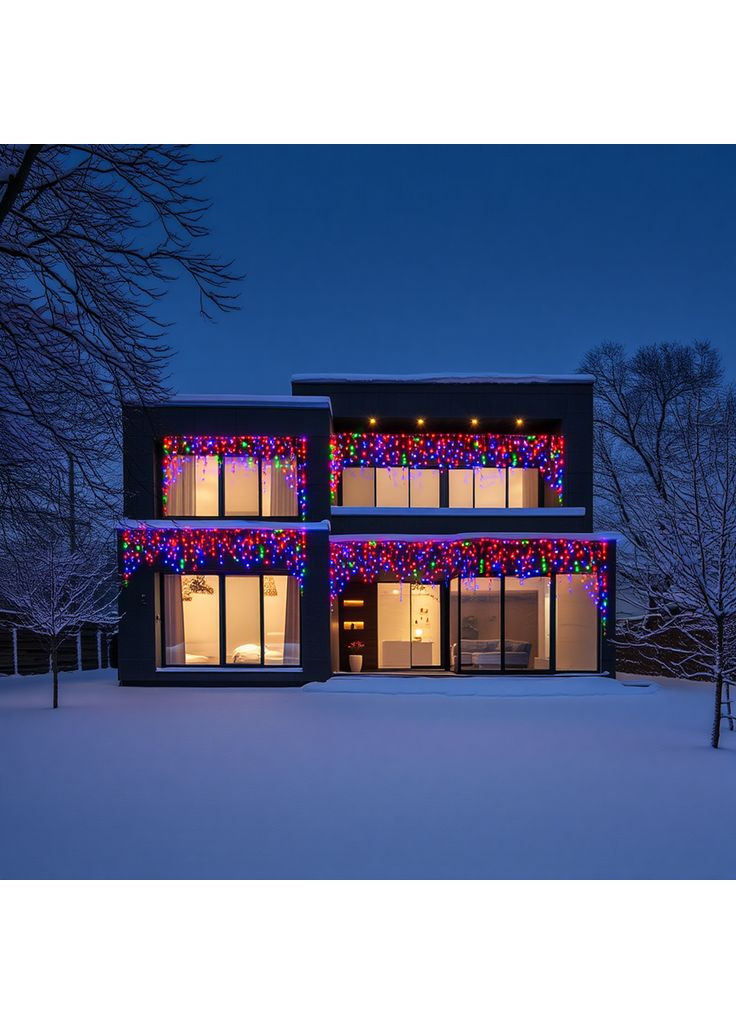 Уличная гирлянда бахрома 50 (м) 810 led светодиодов наружная мультиколор черный провод Jooki (366037854)