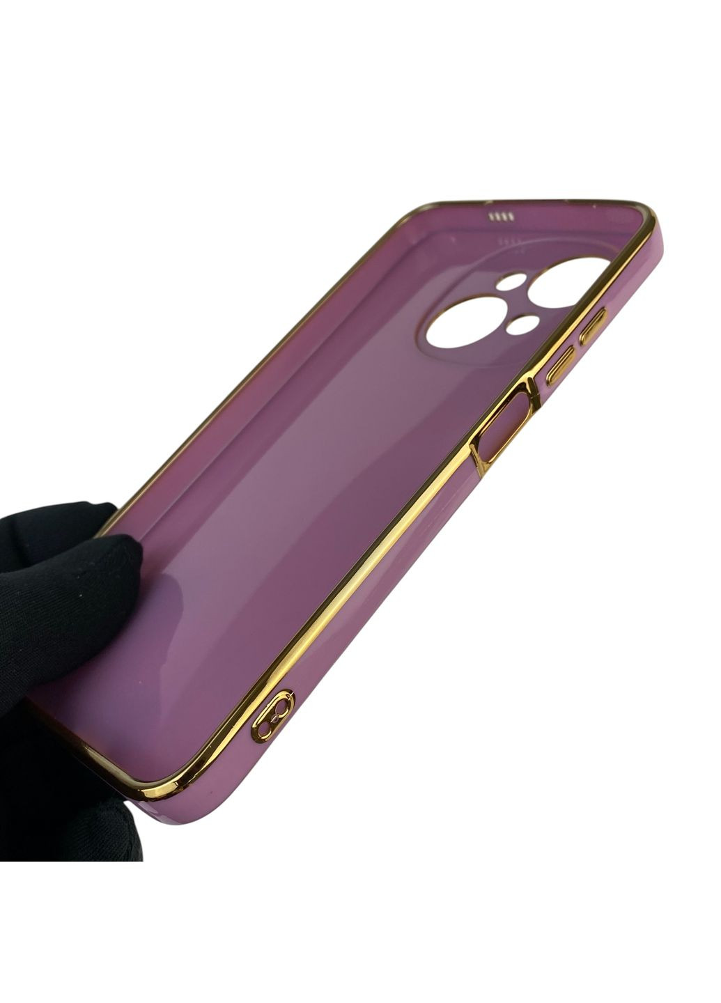 Чохол для Spark Go 2025 (KL4) глянцевий з кільцем MagSafe із золотою окантовкою на техно спарк го 2025 чорничний gs1 Tecno (366228183)