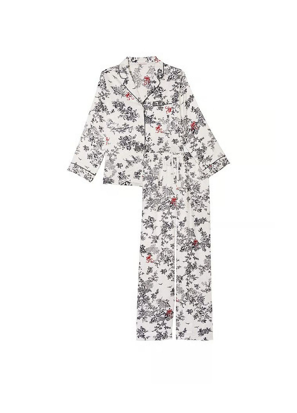 Белая всесезон пижама satin long pajama set Victoria's Secret