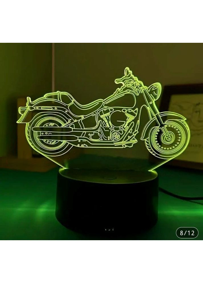 Акриловий 3D світильник - нічник мотоцикл круїзер 7 кольорів No Brand (369776405)