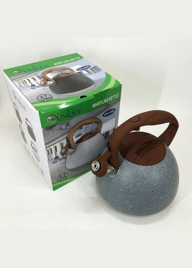 Чайник зі свистком 2,7л мармур, чайник для газової плитки Unique UN-5306 (305572112)