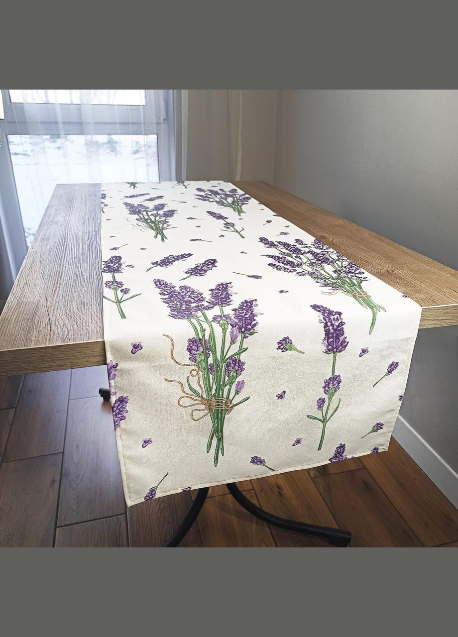Декоративна доріжка на стіл, бавовняна настільна доріжка з водовідштовхувальним покриттям "Лаванда" 37х100 Maystat (305390201)