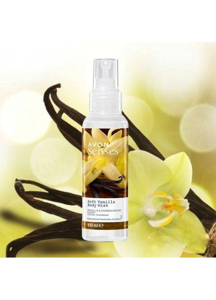 Освежающий лосьон-спрей для тела «Нежная ваниль» с ароматом ванили и сандалового дерева, 100 мл. Avon (361857050)
