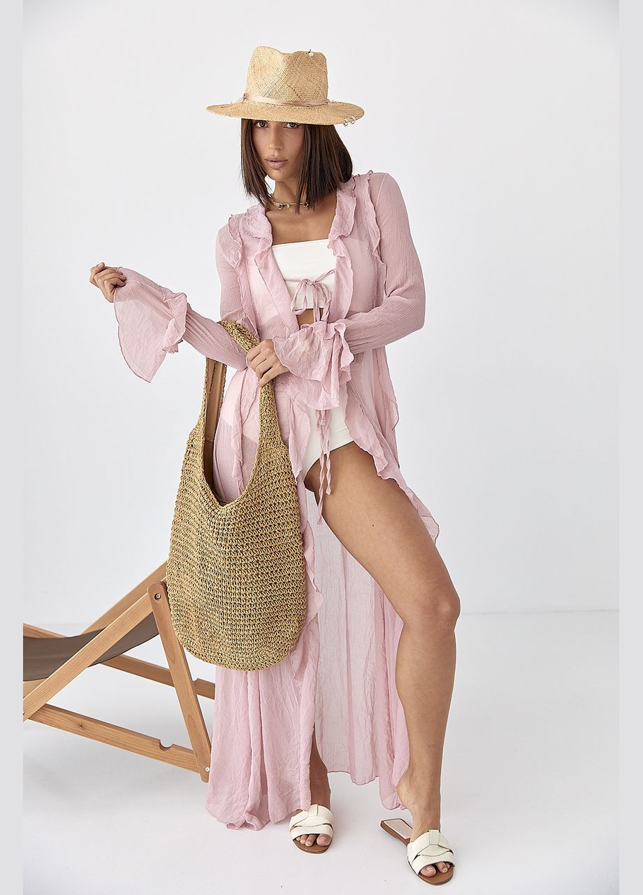 Пудровое пляжное пляжное прозрачное платье - кремовый цвет Lurex