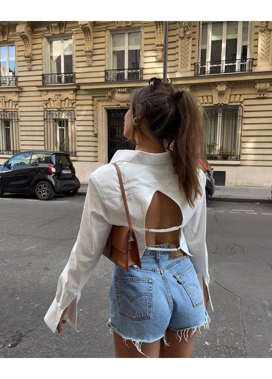 Белая повседневный, классическая, кэжуал рубашка однотонная No Brand