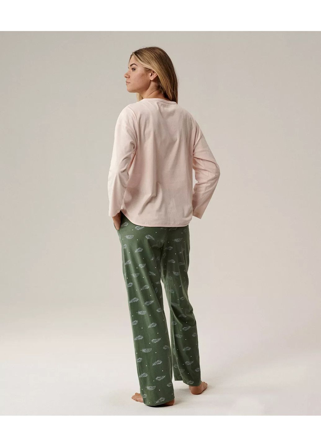 Зеленая всесезон женская пижама кофта + брюки Atlantic