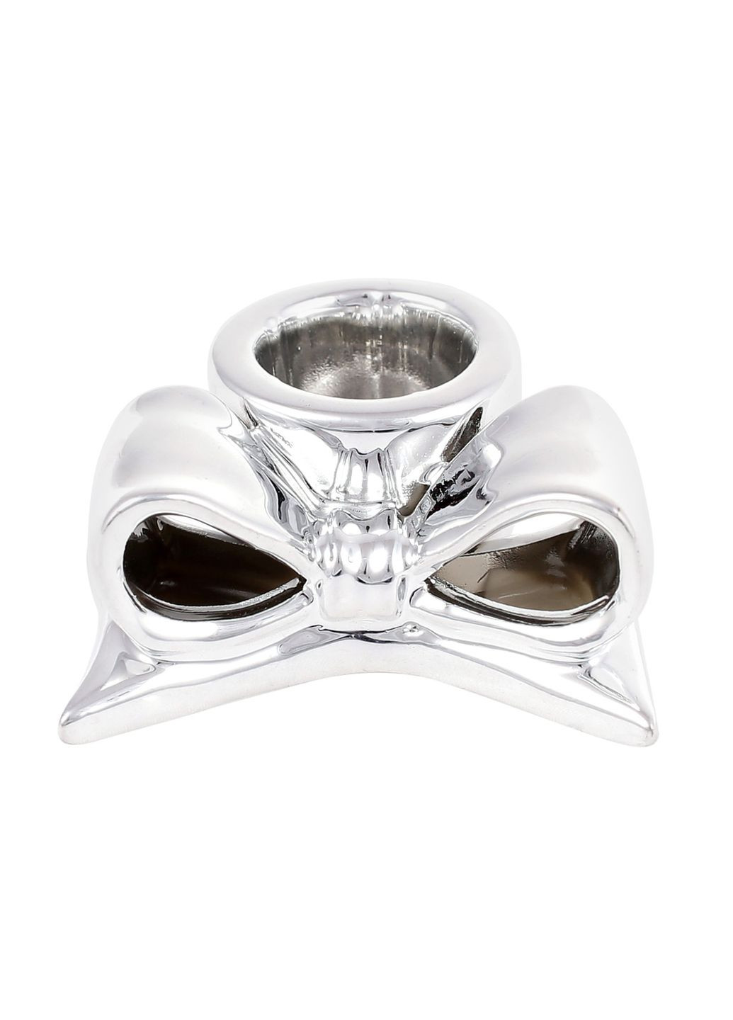 Подсвечник фарфоровый Бант, 6см, цвет - серебро No Brand (340056281)