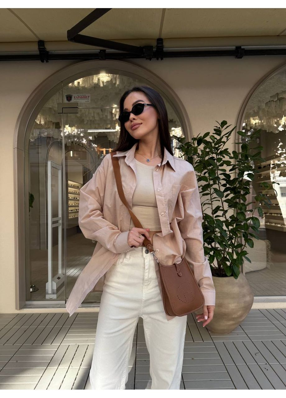 Бежевая классическая рубашка однотонная DK/DL Мода без кордонів