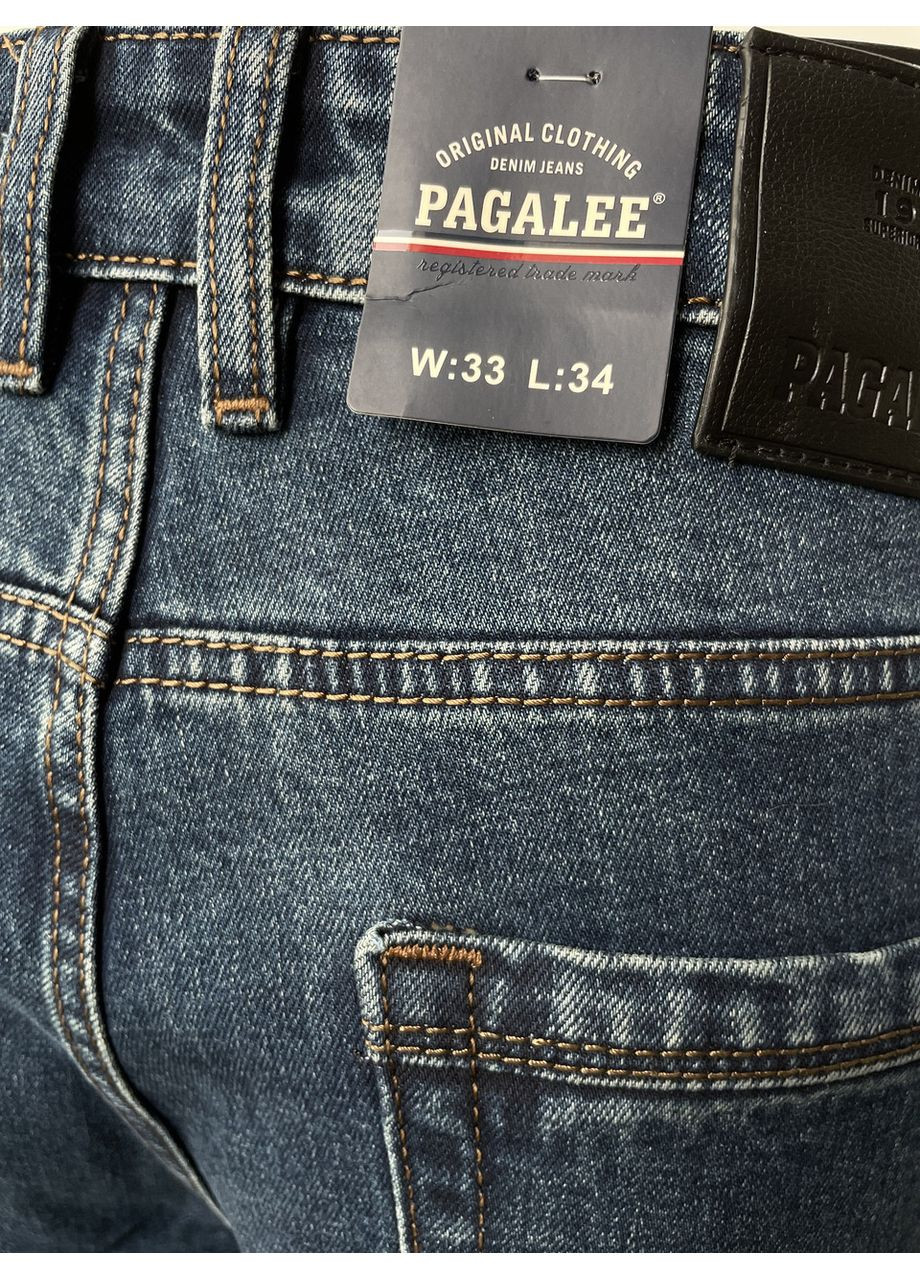 Синие джинсы мужские прямые стрейч свободные потертые 32 синие No Brand