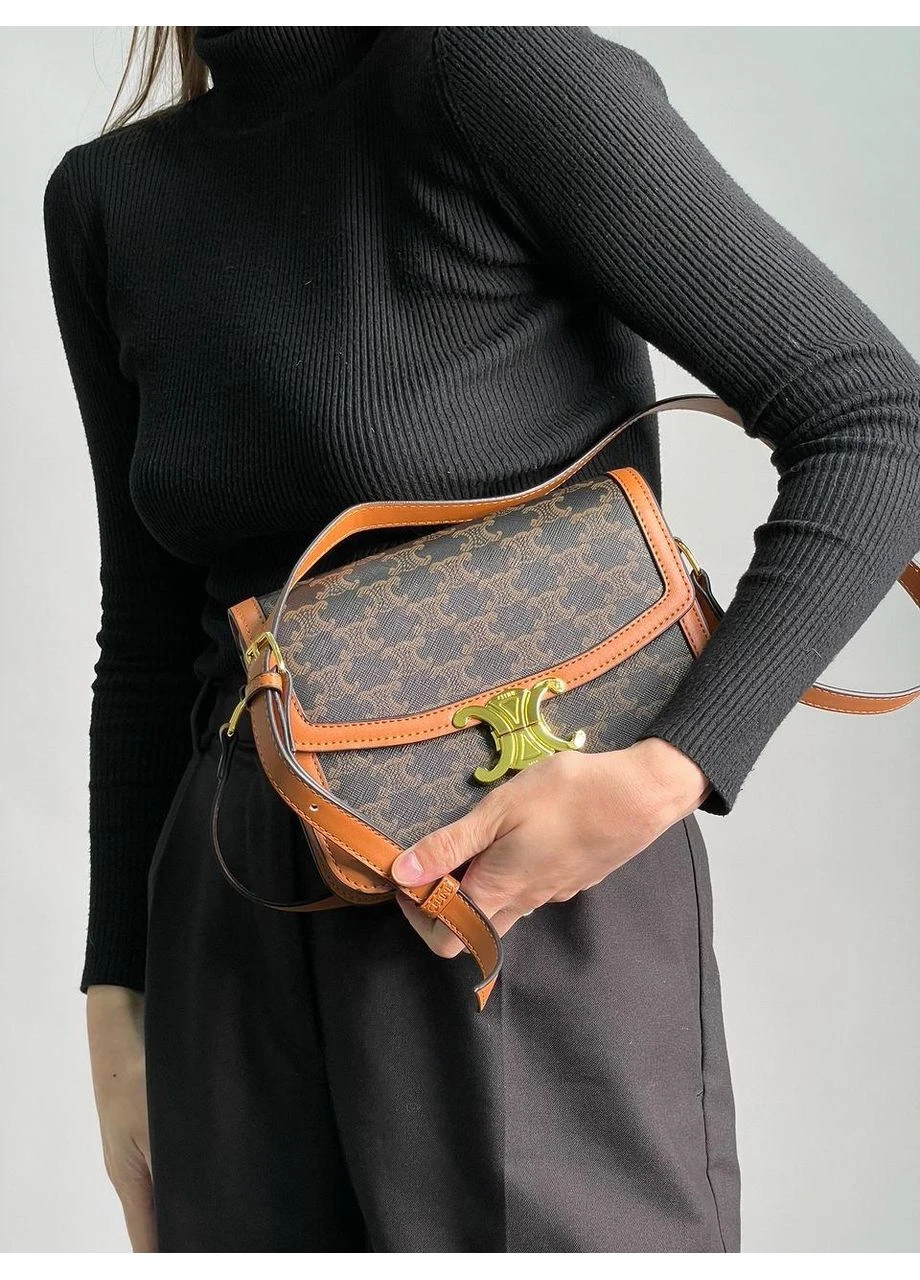 Сумка жіноча Teen Triomphe Bag in Triomphe Canvas And Calfskin Tan No Brand (355478972)