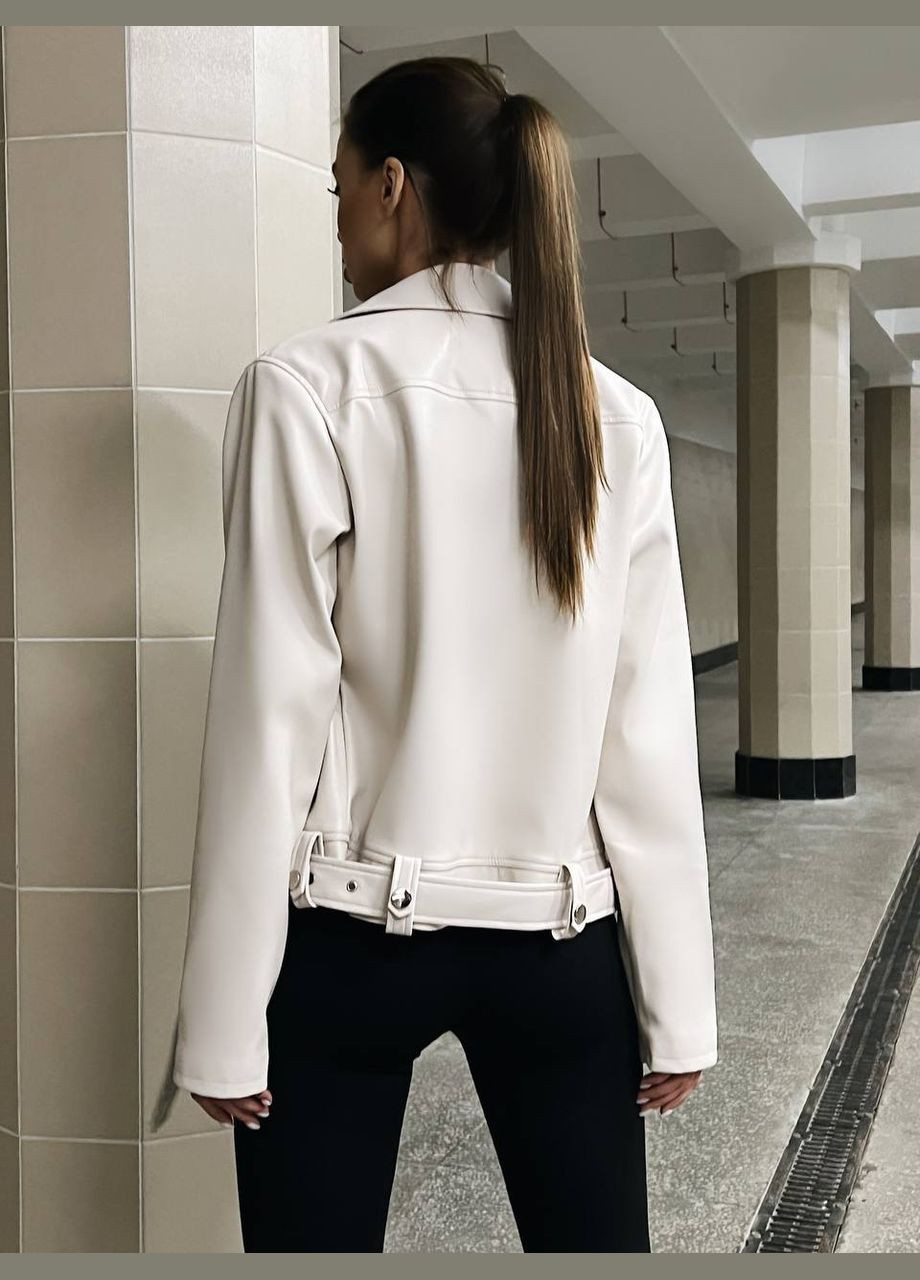 Молочная демисезонная женская куртка-косуха косуха, байкерская Україна