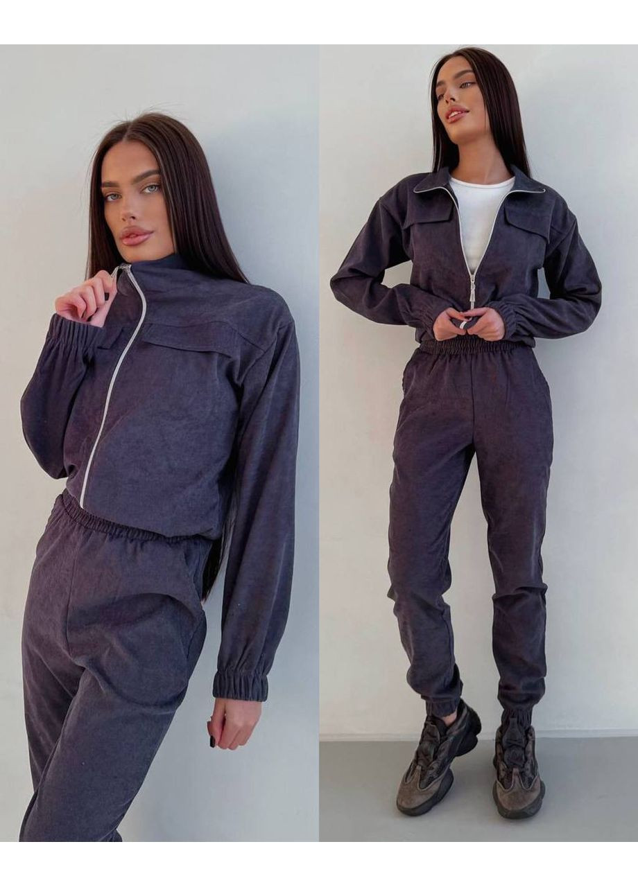 Костюм микровельвет на молнии кофта и брюки джогеры Україна (362557422)