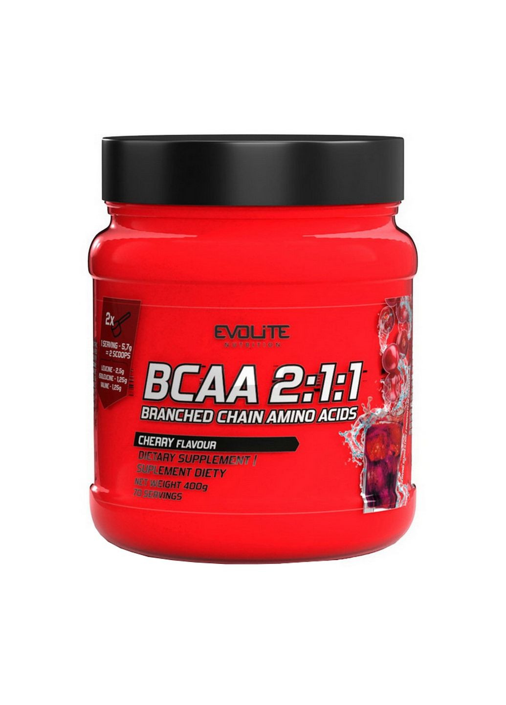 Аминокислота BCAA 2:1:1, 400 грамм Вишня Evolite Nutrition (293340278)