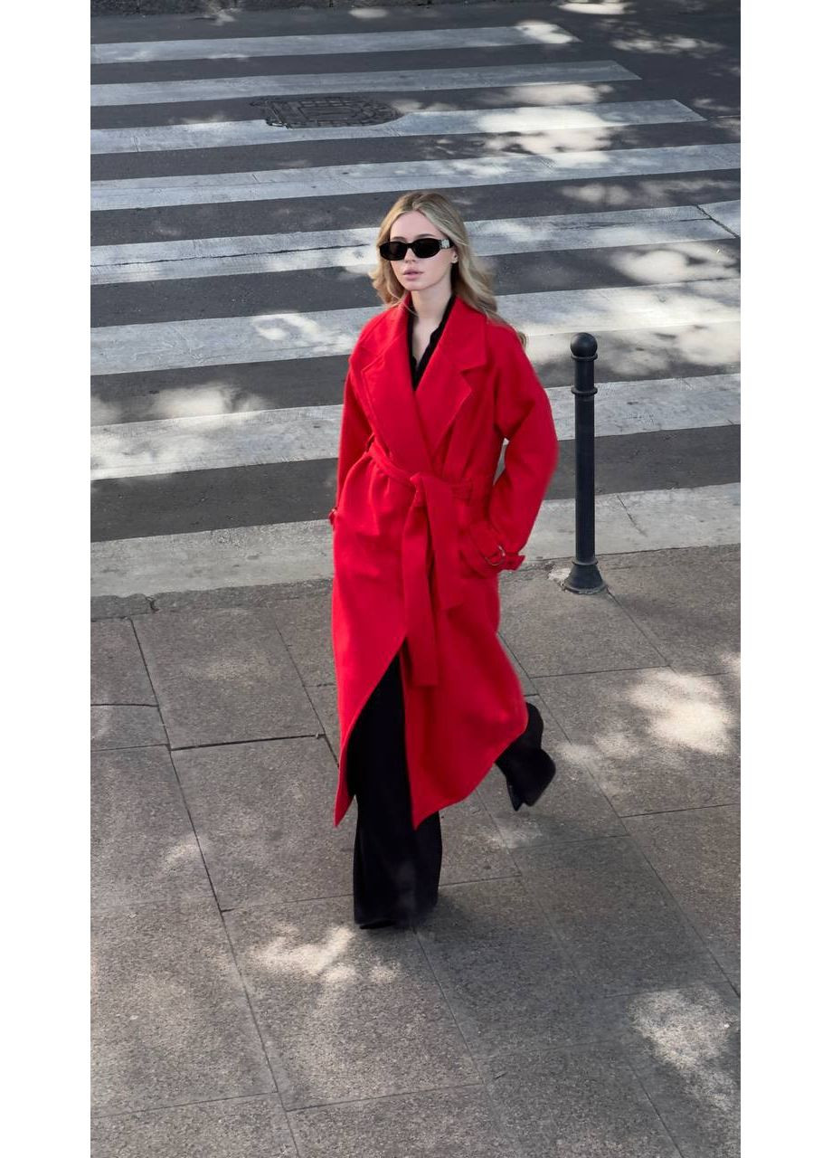 Червоне демісезонне Пальто кашемірове утеплене (заміри в описі) DK/DL Мода без кордонів