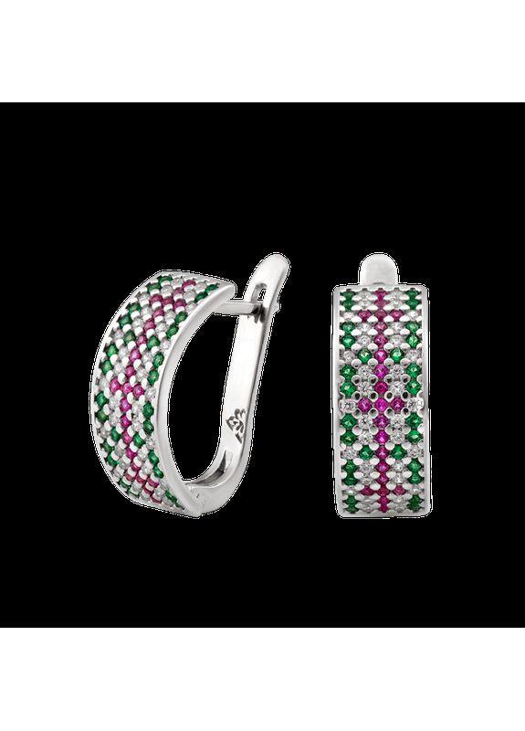 Срібні сережки з камінням Орнамент No Brand (333705507)