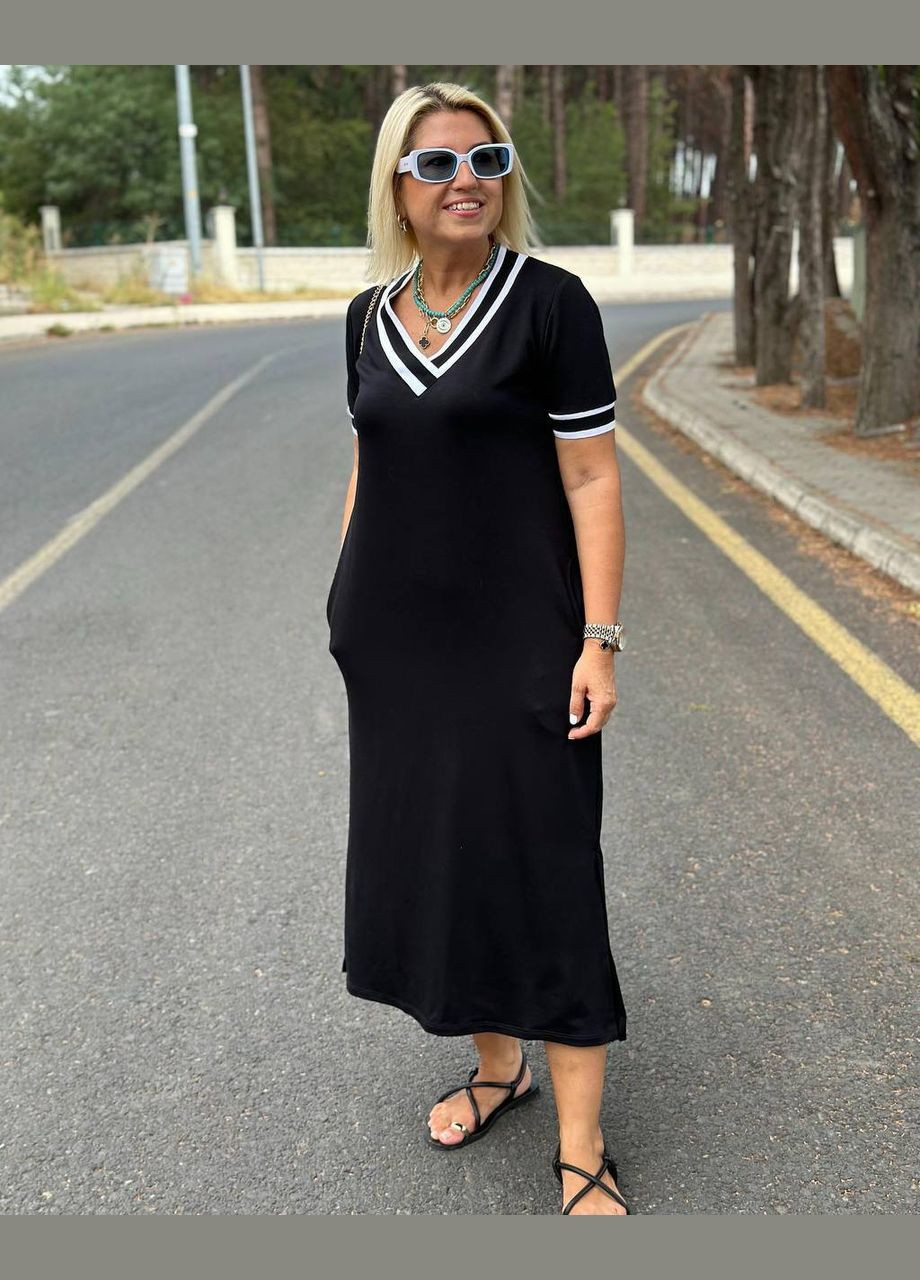 Черное женское платье миди цвет черный New Trend