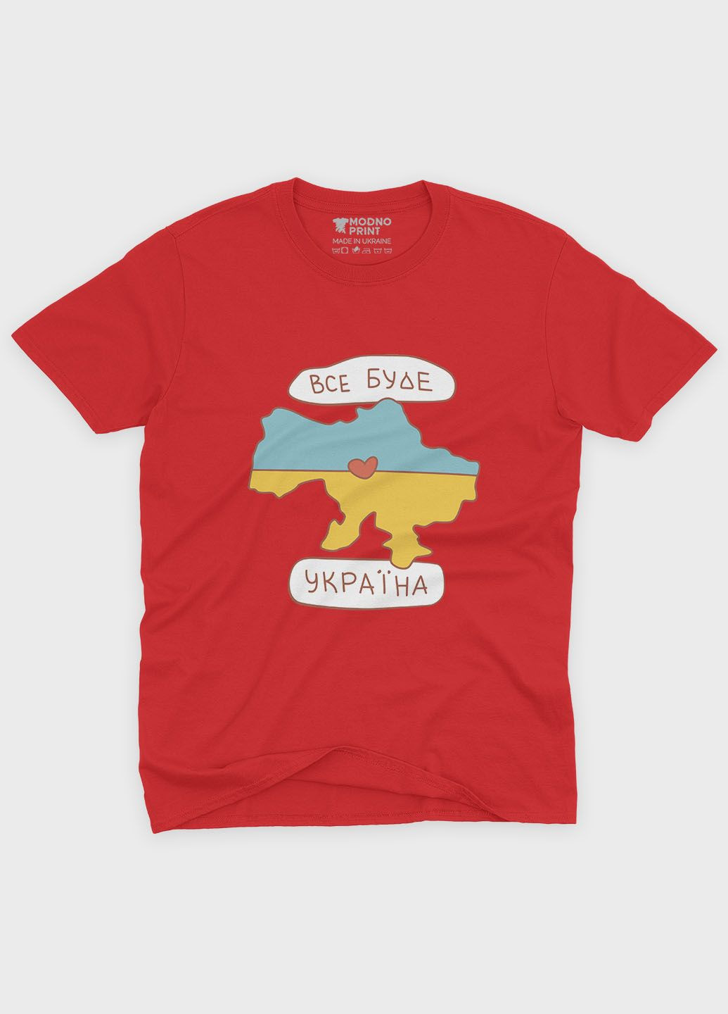 Красная демисезонная футболка для мальчика с патриотическим принтом все будет украина (ts001-5-sre-005-1-134-b) Modno