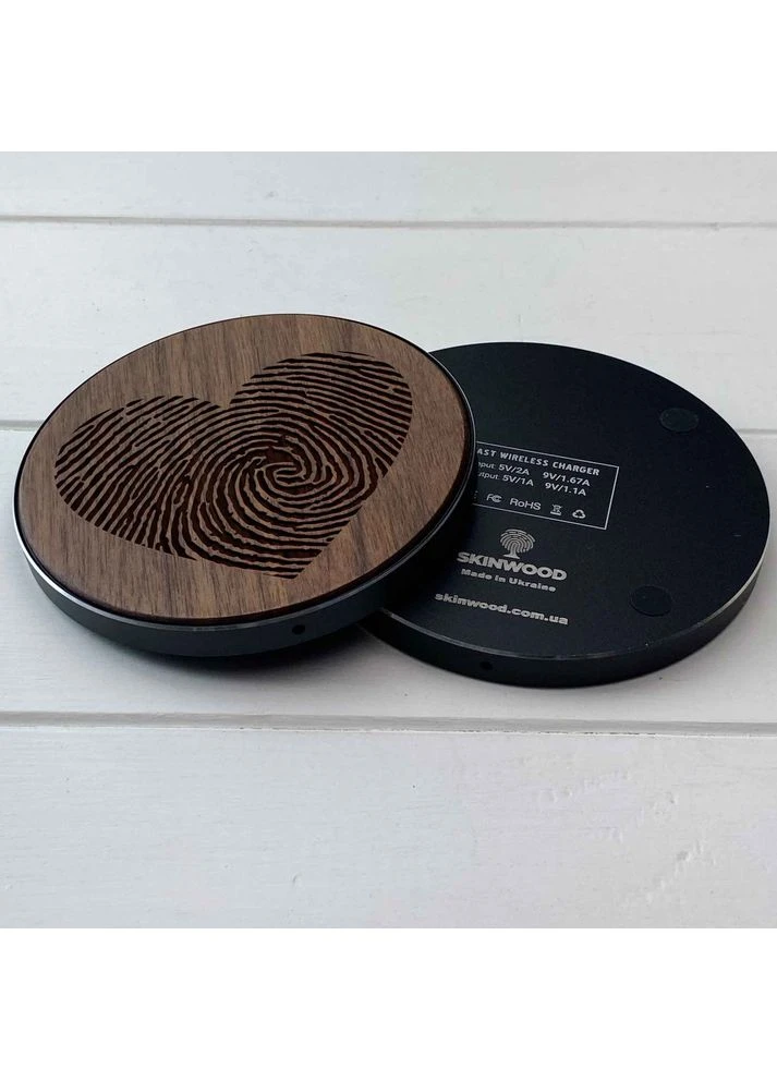 Беспроводная зарядка Fast Charger гравировка Heart 2 SkinWood (396757038)
