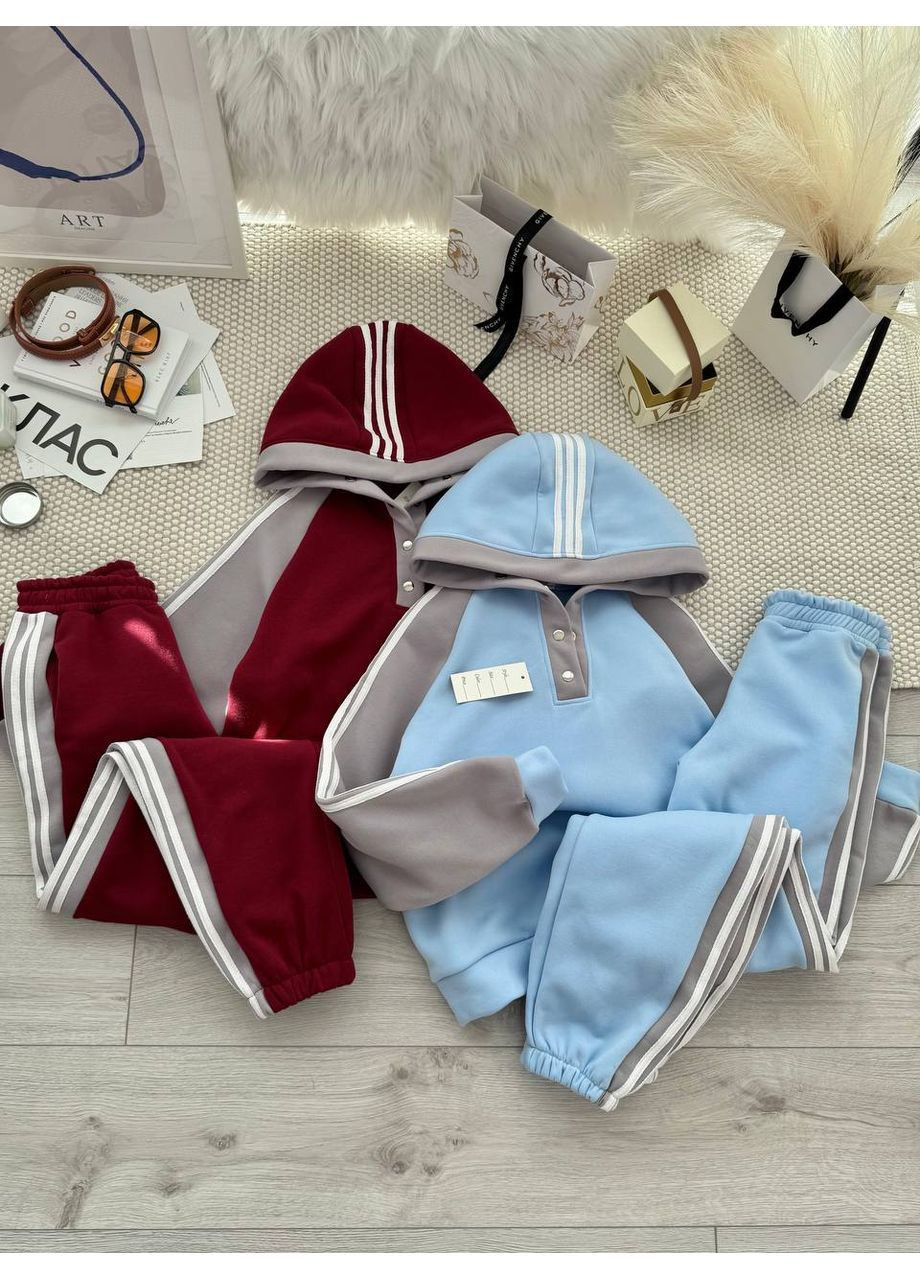 Костюм 465 тринитка на флісі, теплий та мʼякий,кофта та штани з лампасами Україна (368804662)