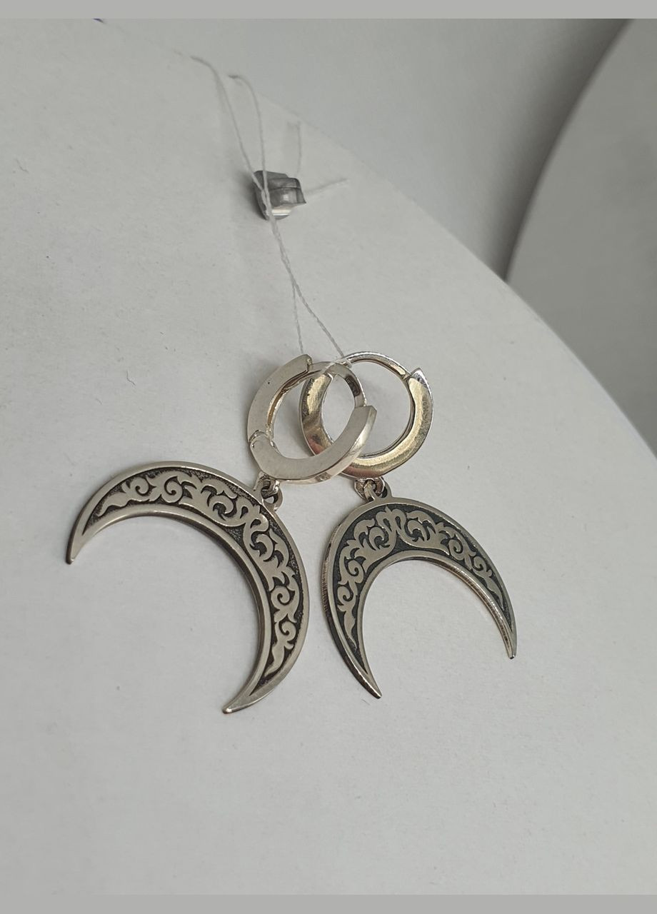 Срібні сережки Лунниця візерунки 925 проба No Brand (338861892)