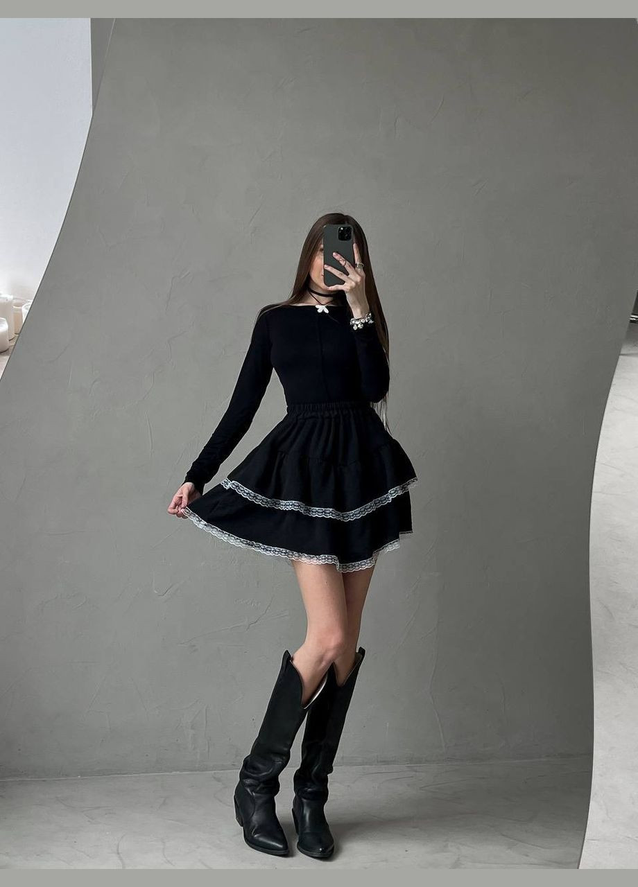 Черная повседневная, кэжуал однотонная юбка No Brand