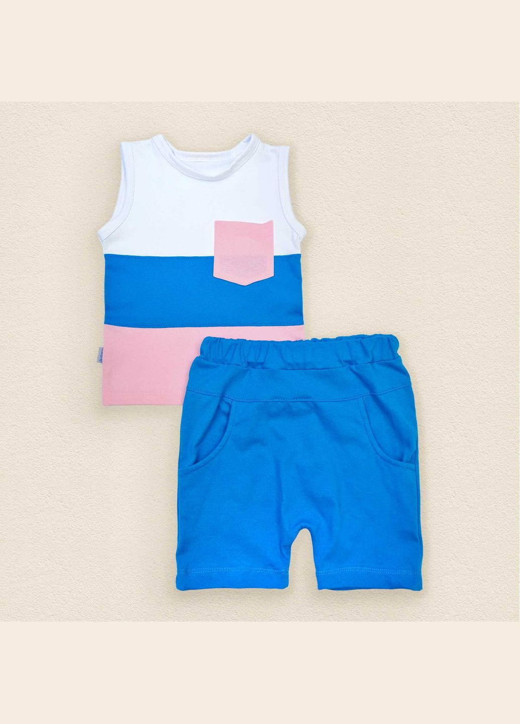 Комбінований літній комплект літній дитячий stripes білий; рожевий; блакитний dexter's
