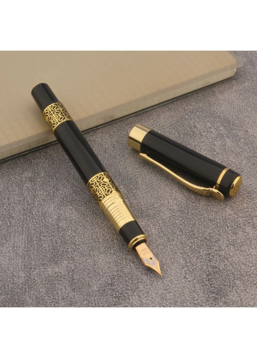 Перьевая ручка черная с узором Metal Fountain Pen 0.5 мм чернильная металлическая для каллиграфии офиса и школы No Brand (362682298)