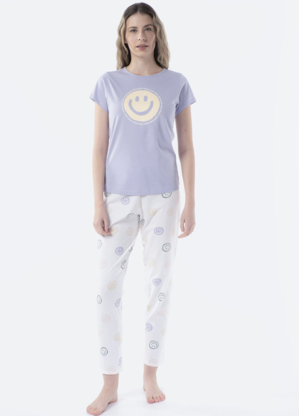 Сиреневая всесезон женскя пижама. хлопок футболка + брюки Tex